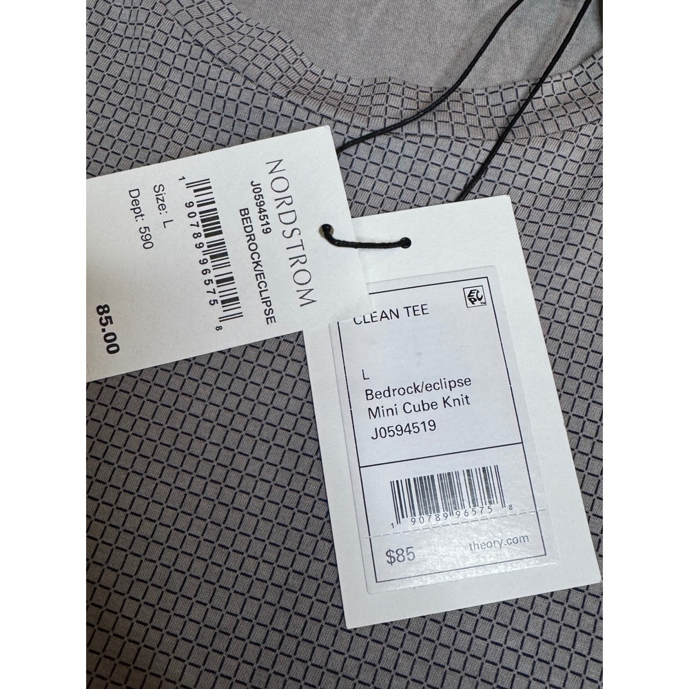 Theory Performance Athletic Tee Men's Large Pima Cotton NWT Mini Cube Knit - Picture 2 of 8